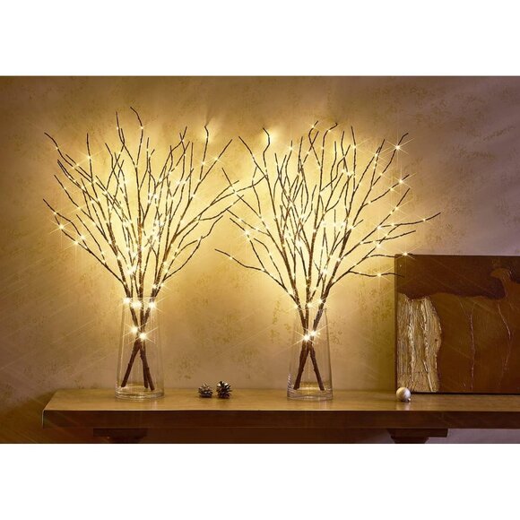 New 30" Lighted Brown Willow Branches, 150 LED Tree Lights with Timer for Decor - Picture 6 of 8